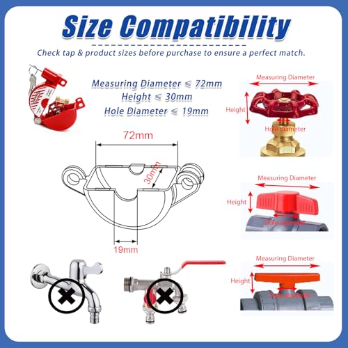 Self-Locking Plastic Gate Valve Lockout Device,1 to 2-1/2 in Dia Valve Handles,Hose Bib Lock for Outdoor Faucet Knob/Gas Valve/Propane Tank,Outside Garden Valves,(1 Pack,Red) - size: 1 Pack Self-Locking