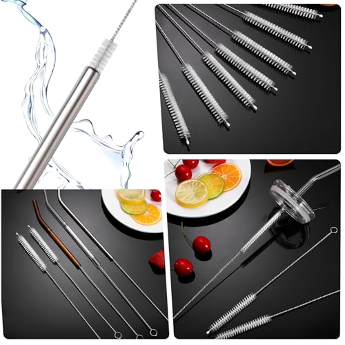 Straw Cleaner Brush, Reusable Metal Handles Straw Cleaning Brush Extra Long for Mug 40, 30, 20 oz, 10mm 15mm Wide for Sippy Cup, Water Bottle and Tubes Pipe