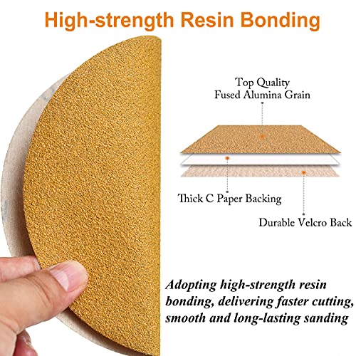 6-Inch No-Hole Hook and Loop Gold Sanding Discs 800-Grit, 100-Pack - size: 800 Grit