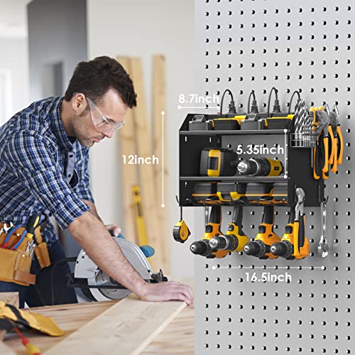 CCCEI Wall Mount Modular Tool Charging Organizer, Black, 1 Pack, 3 Tier. - color: Black