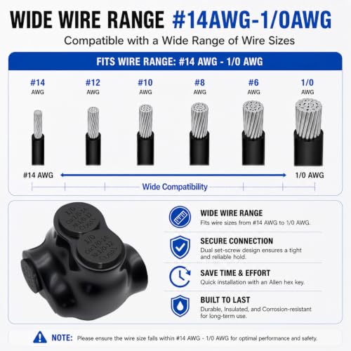 1-Port Single-Sided Inline Splice Connector 1/0-14 AWG UL - size: 1/0-14AWG