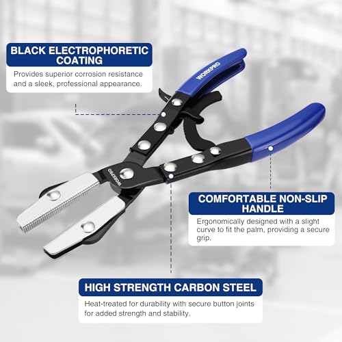 WORKPRO 3-Piece Ratcheting Hose Pinch Off Pliers Set with Storage Bag - color: Blue