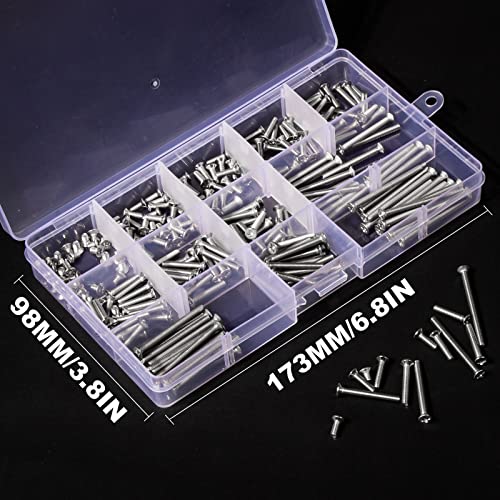 M3 Phillips Flat Head Machine Screws,304 Stainless Steel Countersunk Fasteners Bolts Assortment Kit M3 x 5mm/8mm/10mm/12mm/14mm/16mm/18mm/20mm/25mm/30mm/35mm/40mm