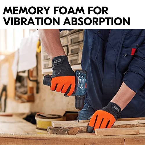 Vgo... 1-Pair Anti-Vibration Safety Work Gloves, Mechanics Gloves, Multi-purpose water resistant Leather Work Gloves (Size L, Black& Orange, CA7723WR) - size: Large (Pack of 1), style: Orange-cow Leather