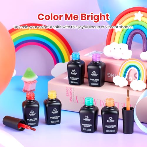 Beetles Halloween Gel Polish Set, Rainbow Flag Colleciton 6 Neon Colors - color: A - Creme | 0-Rainbow Flag