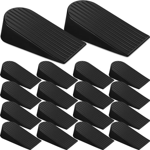 Frienda 16 Pack Large Door Stoppers Heavy Duty Rubber Stopper for Bottom of Door Wedge Stopper for Home Office (Black)