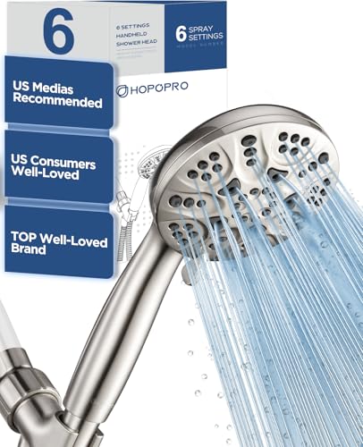 HOPOPRO High Pressure Handheld Shower Head Set with 6 Modes, Brushed Nickle - color: Brushed Nickel, style: 6 Modes