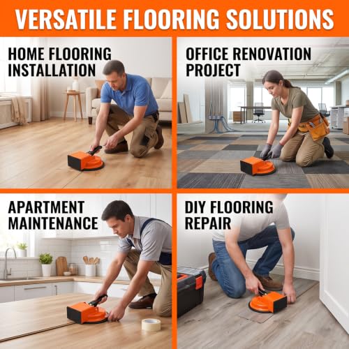 Heavy Duty Floor Gap Fixer Tool with 5pcs Sticky Pads, Vacuum Suction Cup Plank Puller for Laminate Hardwood Tile Flooring Repair