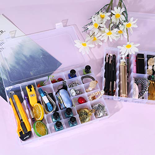 Umirokin Small Parts Organizer Box 2 Pack, 36 Grid Bead Organizer with Adjustable Dividers, Plastic Organizer Box for Screws, Jewelry Making, Craft Storage, Fishing Tackle, Clear Compartment Container - size: 36 Grids 2 Packs