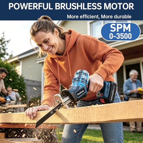CloudDream Cordless Reciprocating Saw, 3500 SPM, Brushless, 2-Battery Kit