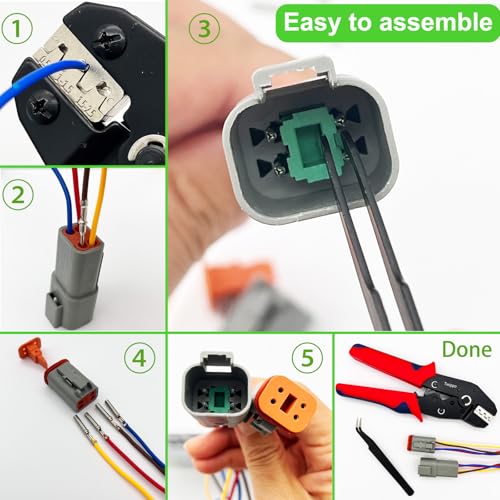 2/3/4 Pin Deutsch Connector Kit 18 Set Waterproof DT Connector with Crimper - color: 2-3-4pin/18kit With Crimper