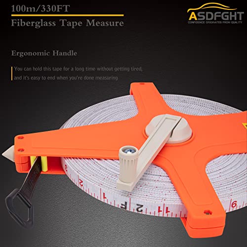 Open Reel Tape Measure 330 Feet, Fiberglass Tape Measure, Yard Measuring Tape Fit for Sports Field, Outdoor, Engineer,Track, Durable Dual-Sided Measuring Reel with Feet and Meters (1/2') - size: 100 m