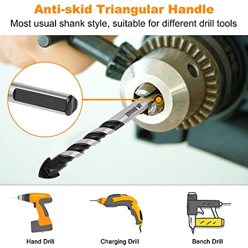 11-Piece Masonry Drill Bit Set & Concrete Drill Bit Set, 7 Sizes, 1/8"-1/2" - size: 11 pcs 1/8"-1/2" Masonry Drill Bit Set