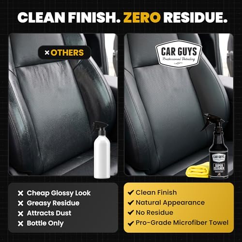 CAR GUYS Interior Car Cleaner for Tough Stains | Stain Remover for Car Seats, Carpet, Upholstery, & Leather | 18 Oz Kit with Microfiber Towel - size: 18 Oz Kit (w/ Towel)