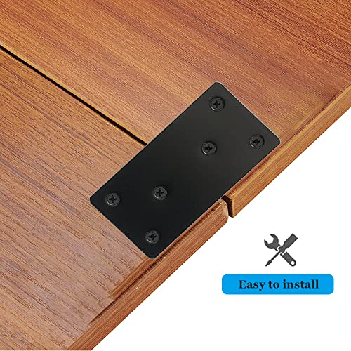 8 Pcs Black Flat Mending Plate Stainless Steel Flat Bracket 3.14 x 1.57 inch Metal Straight Bracket Repair Joining Fixing Mending Brace for Wood, with Screws