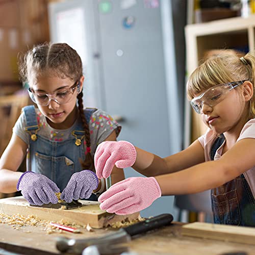 Geyoga 4 Pairs Kids Cut Resistant Gloves Level 5 Safe Gloves Protection - size: Medium (Pack of 4)