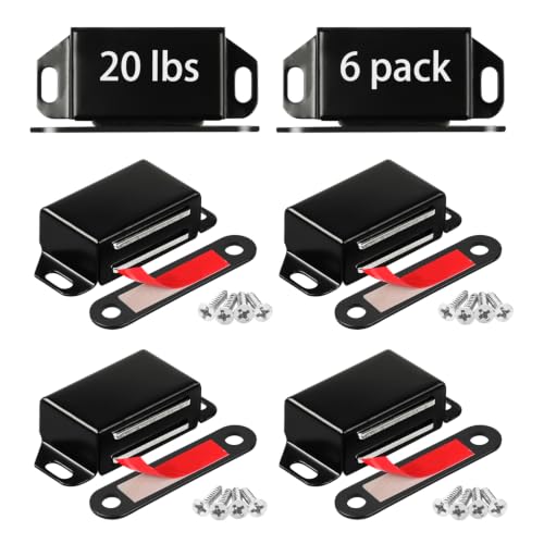 Strong Cabinet Magnets for Closure 20 lbs 6 Pack - Pet-Proof Your Closet - color: Black, size: 20lbs x 6