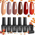 Beetles Fall Gel Nail Polish Set - Orange Brown Burgundy Gel Polish - color: A - Orange Brown Burgundy | Caramel