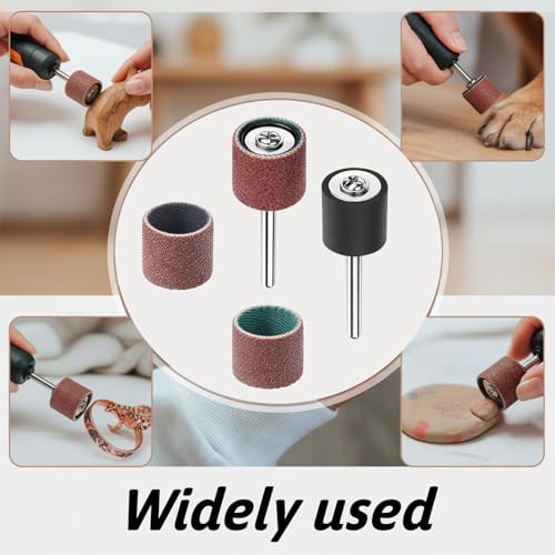 50 Pack Pet Nail Grinder Replacement Kit, Dog Nail Smoother with Grit Sanding Bands Sanding Drum Set, Pet Dog Claw Care Grooming Supplies (80#/120#)