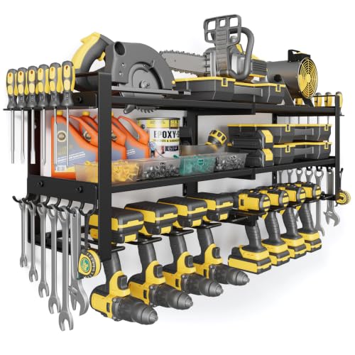 Power Tool Organizer Wall Mount, 350LBS Capacity, 3 Tier, 8 Drill Holders - size: 32.8" Width 3-Tier