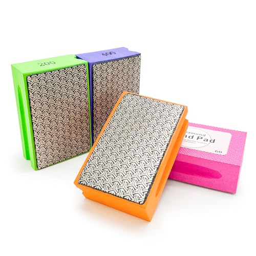 Diamond Hand Polishing Pads, 4PCS Diamond Sanding Pads 60/100/200/400 Grit - color: Multicolored