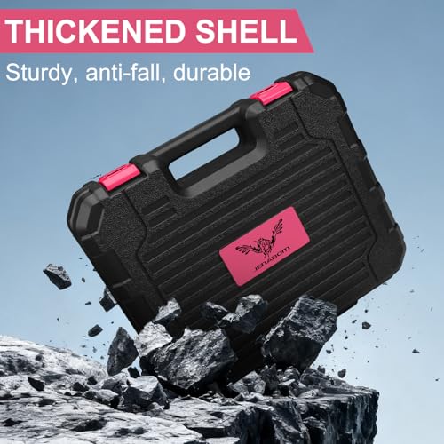 JENABOM Drill Set, 151-Piece Home Tool Set with 12V Pink Cordless Drill - color: Pink