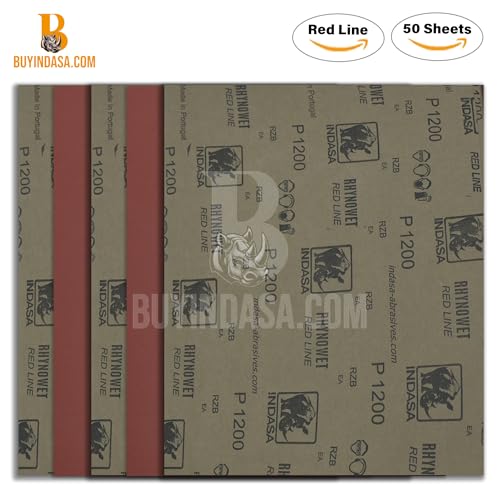 INDASA Rhynowet Red Line Wet Dry Sanding Sheets 9 x 11 Inch 80 Grit Waterproof Latex Backing Abrasive Paper for Wood Metal Automotive Surface Prep Pack of 50 - size: 80-Grit 9"x11"