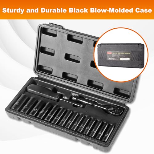 Reniteco 16-Piece 1/4" Drive Socket Set, Metric 4-15mm, 72-Tooth, Cr-V - size: 1/4"-16 PCS