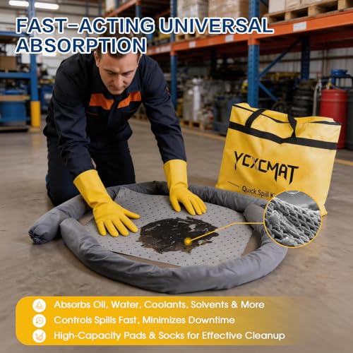 Universal Spill Kit for Chemical, Water & Garage Oil Cleanup 8 Pack - size: 8 Pack