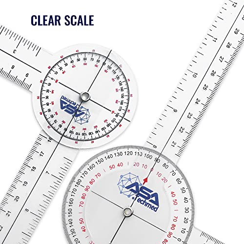 ASA TECHMED 6 Pcs 360° 12, 8 and 6 Inch Medical Spinal Goniometer Angle Protractor Angle Ruler