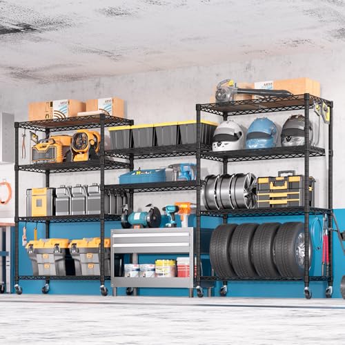 PrimeZone 36"W x 16"D x 79"H Wire Shelving with Wheels, 5-tier Metal Shelf - size: 36"W x 16"D x 79"H