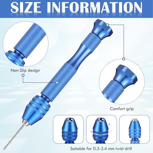 Zhehao 59 Pcs Hand Drill Bits Set Micro Drill Bit Set for Crafts, Blue - color: Blue