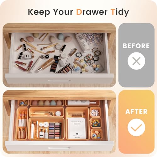 A-LUGEI【𝟰𝟲𝗣𝗖𝗦】【5 Size】Tool Box Organizer Tray Divider Set, 【Orange】 Desk Drawer Organizer,Garage Organization and Storage Toolbox Accessories Rolling Tool Chest Cart Cabinet WorkBench Part - color: Orange