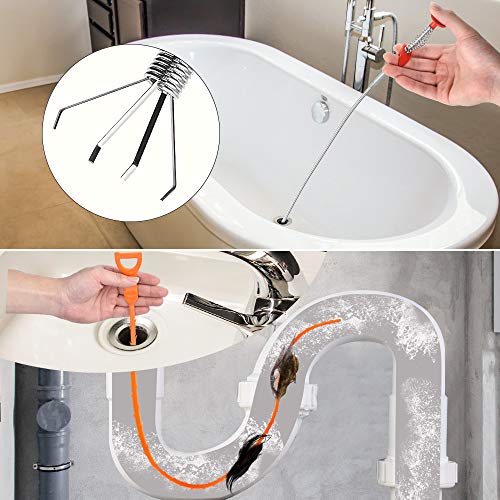 4PCS Drain Augers Hair Drain Clog Remover, Bendable Cleaner, for Kitchen Catcher, Sink, Sewer Cleaning Tool