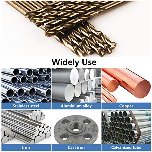 1/8 Inch Cobalt Drill Bits 10Pcs - HPHOPE M35 HSS Metal Twist Drill Bits Set, Jobber Drill Bits Length and Straight Shank, Suitable for Drilling in Hard Metal, Stainless Steel, Cast Iron - size: 1/8-inch, 10Pcs