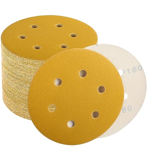 6 Inch Sanding Discs Hook and Loop, 180 Grit Sandpaper for Orbital Sander, Professional for Automotive and Woodworking, 100 Pack - style: 180 Grit