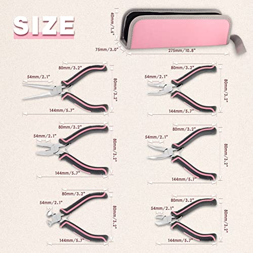 6-Piece Jewelry Pliers Set with Case, Including Needle Nose, Bent Nose, Diagonal, End Nippers, Perfect for DIY Crafting, Beading & Repairing - style: Mini Pliers Set