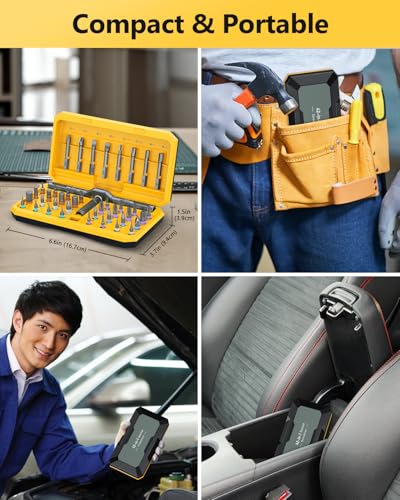 ORIA 42 in 1 Screwdriver Set, Magnetic Screwdriver Set, DIY Repair Tool Kit with Free Assembly T Handle, 40 Precision Bits, Portable Case for Furniture, Bicycle, Computer - color: Yellow