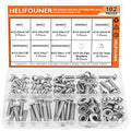 HELIFOUNER 102 Pieces #12-24 Phillips Pan Head Machine Screws Nuts Washers Assortment Kit, Coarse Thread, Fully Machine Threaded, 304 Stainless Steel - size: #12-24, style: Phillips Pan Head
