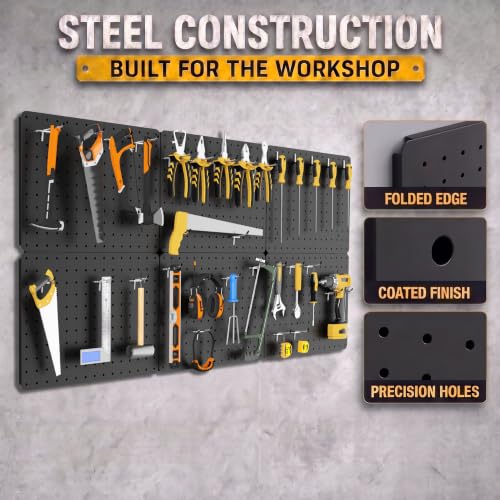 Steel Pegboard Tool Wall Organizer, 6Pack 14.76 x 10.82 in, 6 Bins, Black - color: Black, size: 14.76"x10.82"- 6 Pcs