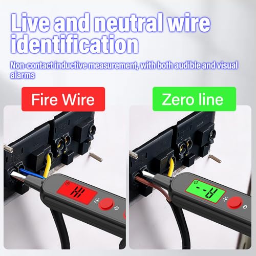 Smart Voltage Tester Pen, Non-Contact AC Detector with LCD, NCV Induction, Live/Neutral Identification, Breakpoint Detection & LED Flashlight, CAT II 300V for Home Repair, Electricians & DIY