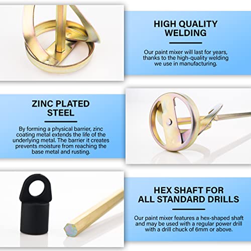 Paint Mixer for Drill, 1-5 Gallon Bucket, Paint Stirrer for Drill | Zinc Plated, Rust-Free & Easy to Clean, Fits All Standard Drills - For Mixing Paint, Resin, Epoxy & Concrete (Small Head) - size: 5 Gallon (Small Head)