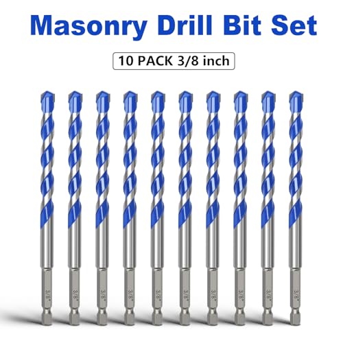 10 Pack 3/8 inch Concrete Drill Bit Set,Masonry Drill Bit Set - style: 3/8"（10 Pcs）