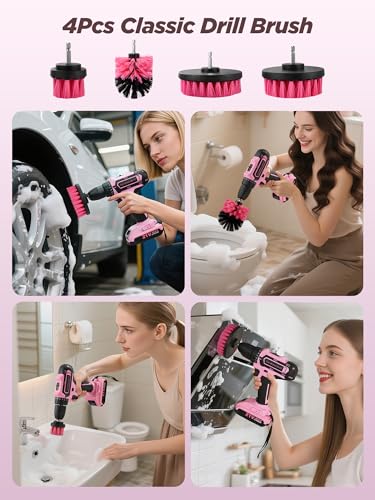 Cordless Drill Set 220 Pcs, 21V Power Drill with Tool Kit, Storage Bag, Electric Drills for Women, Precision Screwdriver set, Magnetic Tool Belt, Hand ToolBox, Drills Brush, Valentine's Day Gifts