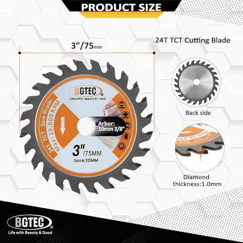 TCT Carbide Circular Saw Blade-BGTEC Wood Cutting Dics, 4pcs 3"/75mm 24T with 10mm Arbor for Angle Grinder to Cutting Wood Plastic - style: TCT Wood Cutting Wheel
