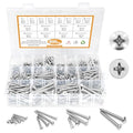 600PCS M3 M4 M5 M6 Stainless Steel Wood Screws Assortment Kit, 16 Sizes Round & Flat Head Metal Screws Self Tapping Screws Set for Wood Deck Drywall Concrete Screws, Length 6mm to 50mm - style: Silver Round & Flat Head 600PCS