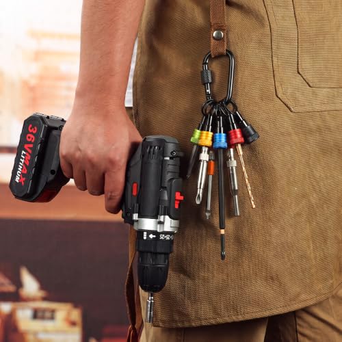 Bit Holder Keychain 12 Pcs, 1/4-Inch Hex Shank, Quick Release, Multi - color: Multicolored