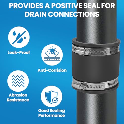 2 Pcs 2-1/2 IN Flexible PVC Pipe Coupling with Stainless Steel Clamps Fit 2-1/2 IN Nominal Pipes, Couplers for Plastic and Copper Pipe Plumbing Connections, Drain Repair, Dust Hose - size: 2-1/2 in
