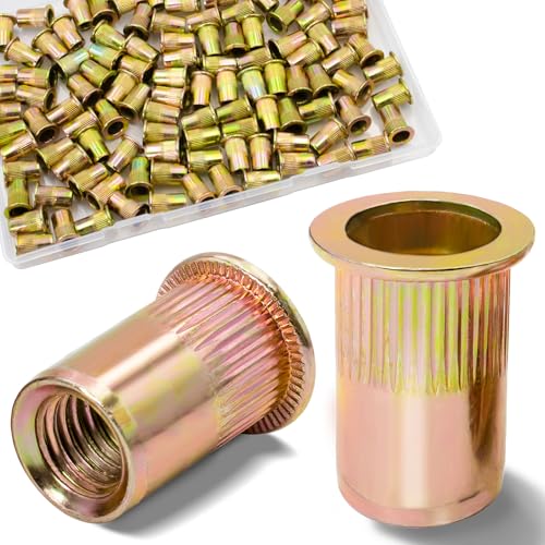 M6-1.0 Rivet Nut, 115Pcs Zinc Plated Threaded Inserts Rivnuts - color: Yellow, size: Metric M6 - 115 Pcs