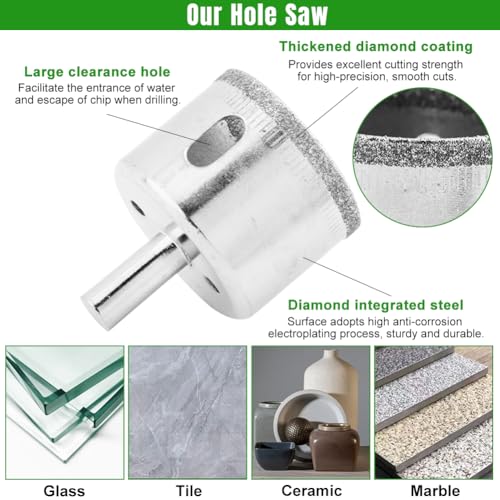Diamond Hole Saw Kit,16 PCS Tile Hole Saw Kit with Double Suction Cup Guide